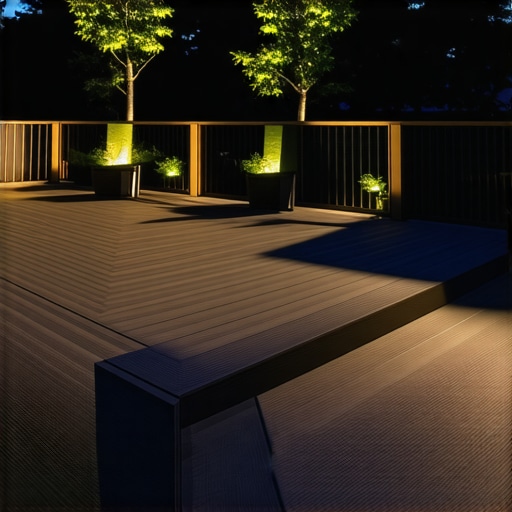 A beautifully designed backyard deck in Needham featuring ramps, safety railings, and lighting for accessibility.