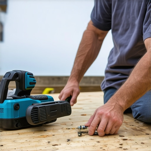 Deck builder inspecting a well-constructed Needham outdoor deck