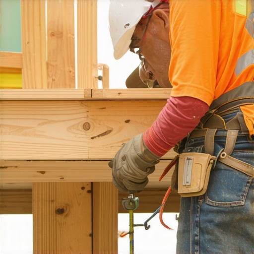 A deck builder examining support posts and drainage for longevity