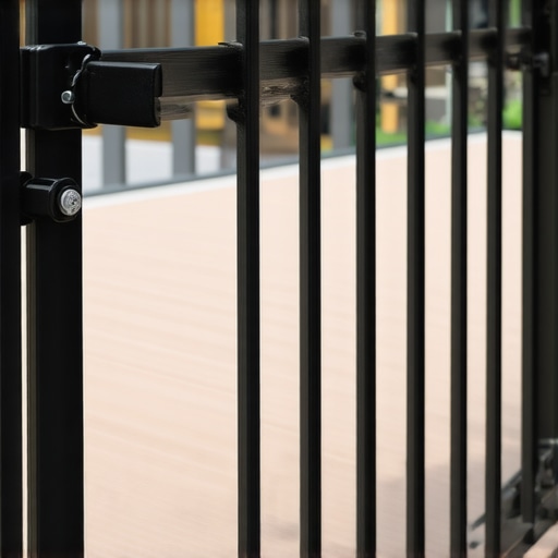 Person installing a durable, weatherproof pet gate on a wooden deck with tools