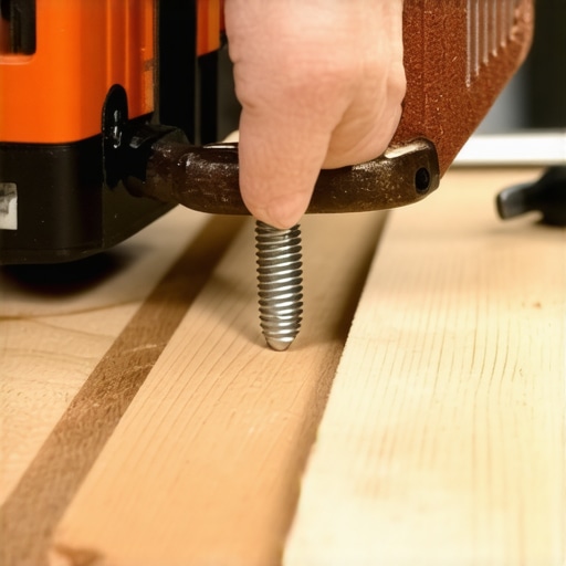 Close-up of stainless steel screws being fastened into wooden deck boards
