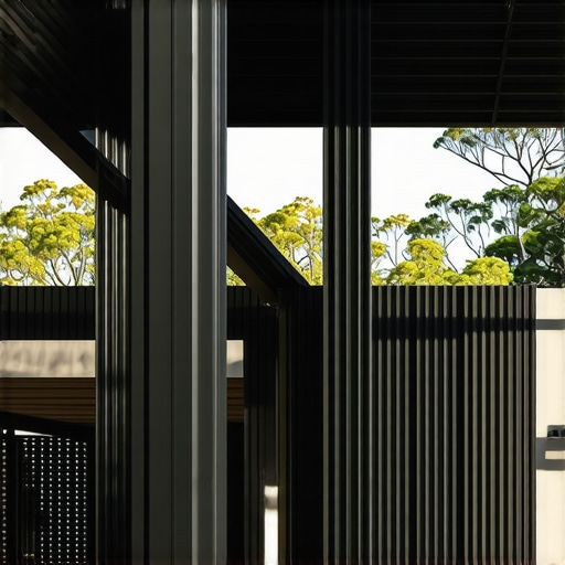 A sleek, modern pergola in a Needham backyard with minimalist style and durable materials