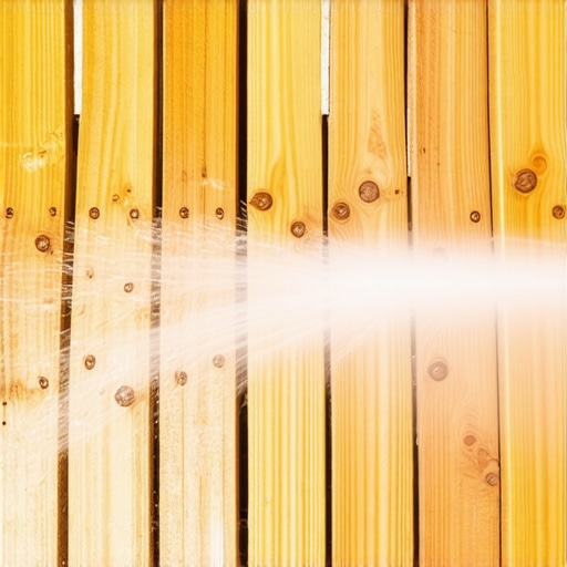 A pressure washer cleaning a wooden deck outdoors, highlighting the cleaning process and resulting cleanliness