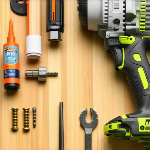 Essential tools for deck upkeep, featuring a cordless drill, fasteners, and sealant.
