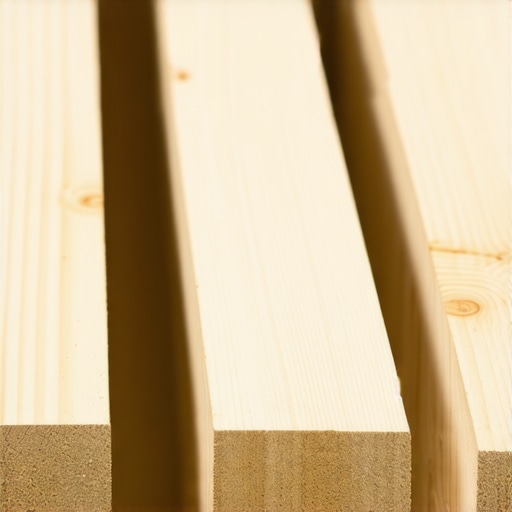 Close-up image of pressure treated lumber showing grain and treatment color.
