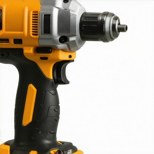 Impact wrench and drill laid out on a wooden deck