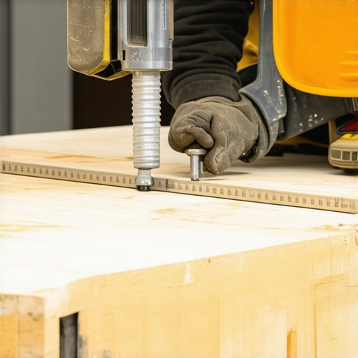 Worker installing galvanized bolts on outdoor deck ledger